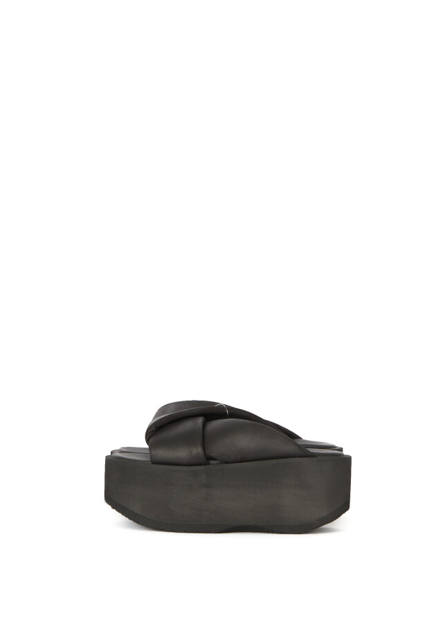 Sort Aarhus - Platform sandal med crossed straps