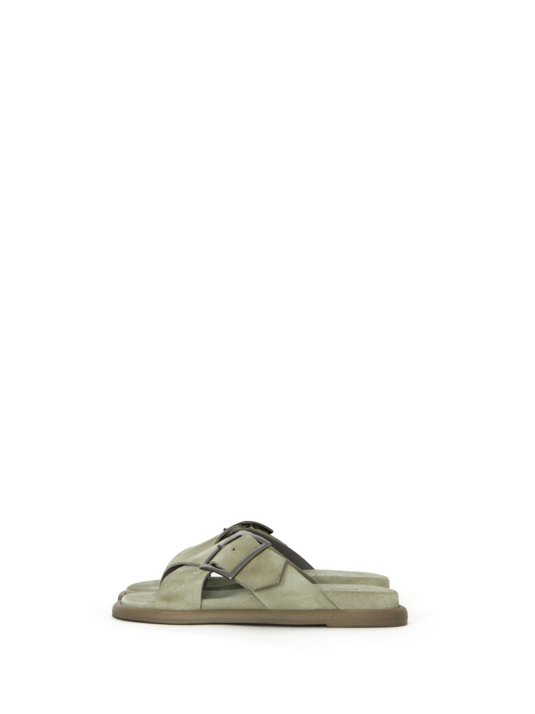Lofina - Suede sandal with cross strap and buckle
