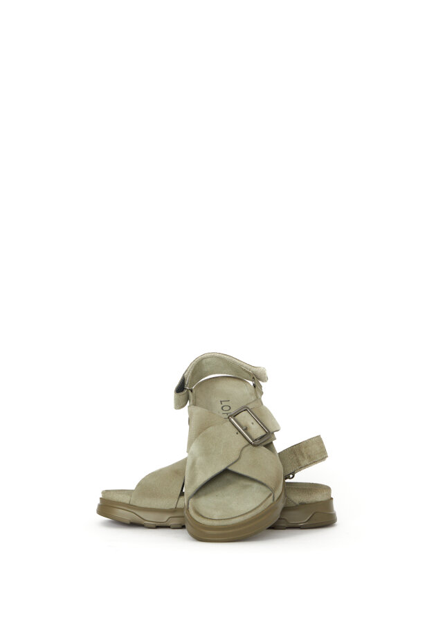 Lofina - Sandal i ruskind med spænde og velcro