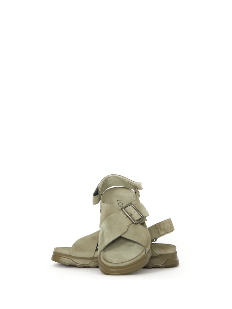 Lofina - Suede sandal with buckle and velcro