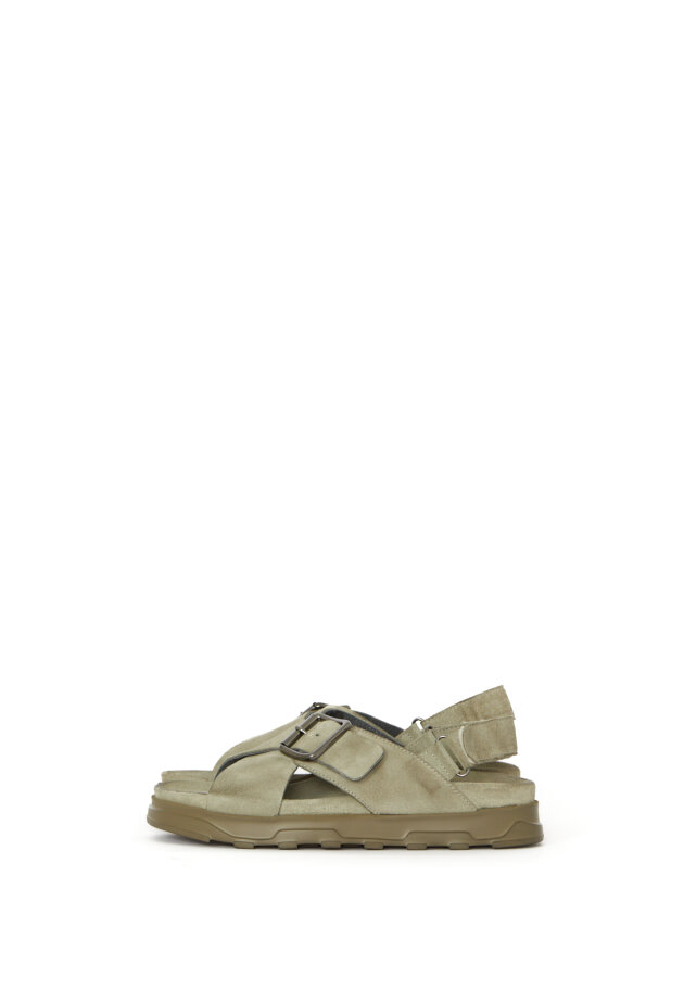 Lofina - Suede sandal with buckle and velcro