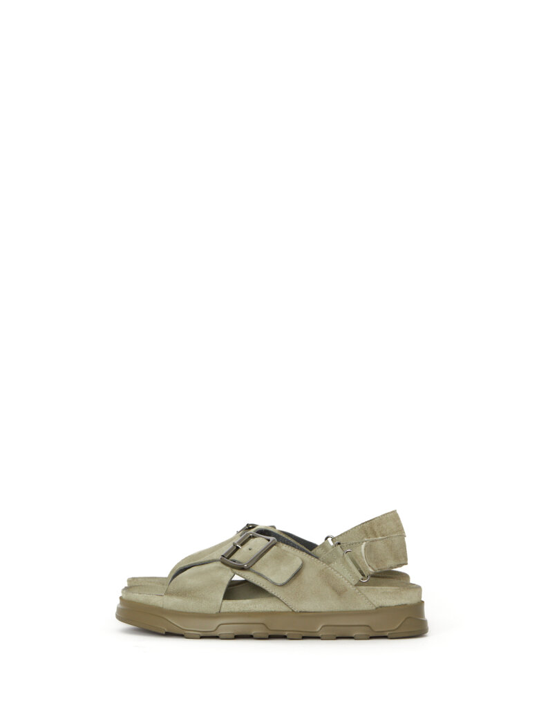 Lofina - Suede sandal with buckle and velcro