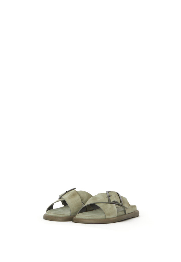 Lofina - Suede sandal with cross strap and buckle
