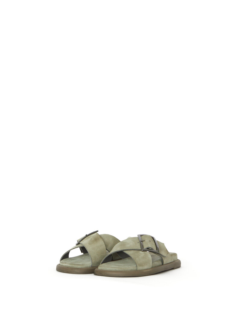 Lofina - Suede sandal with cross strap and buckle