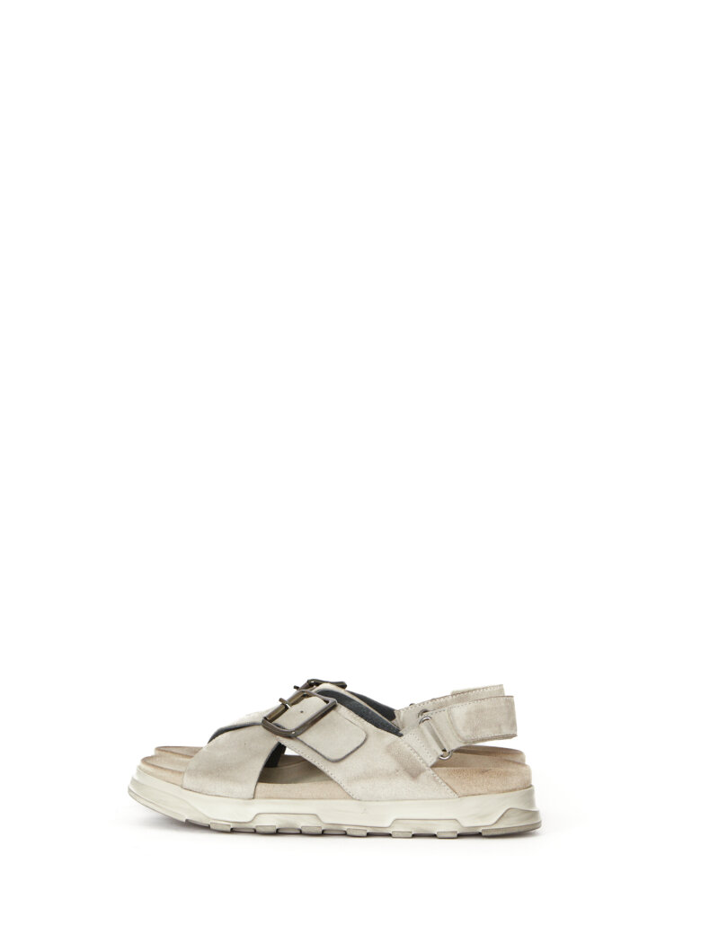 Lofina - Sandal i ruskind med spænde og velcro