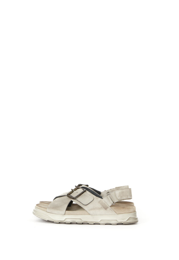 Lofina - Suede sandal with buckle and velcro