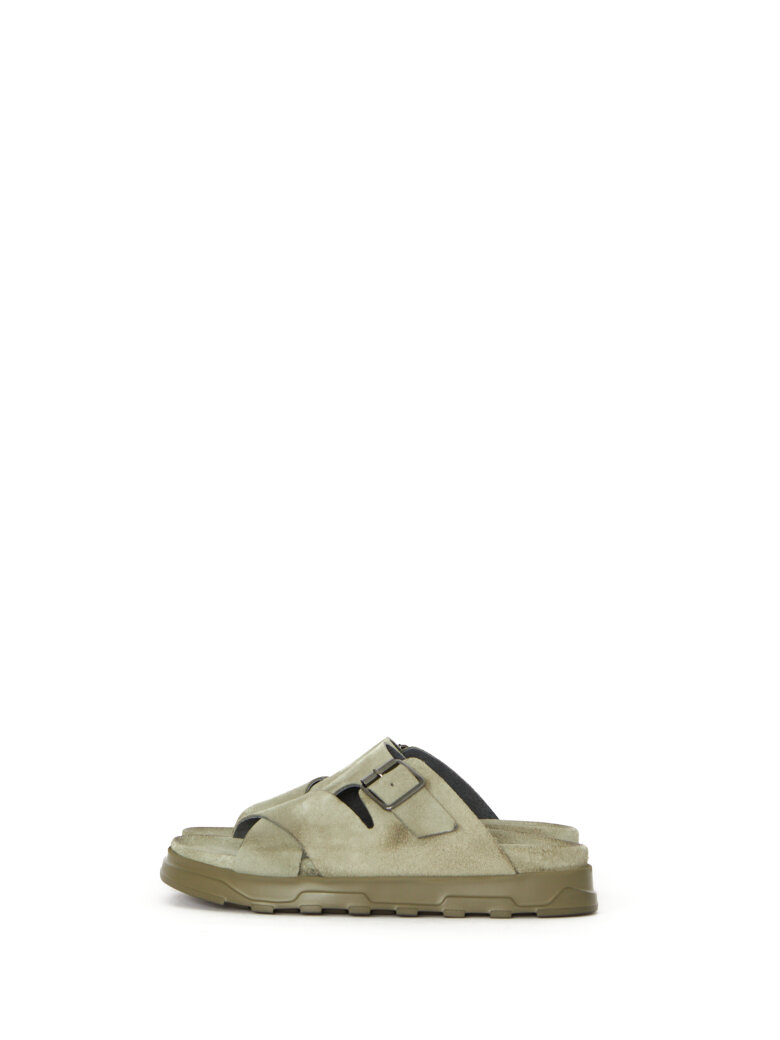 Lofina - Slippers sandal i ruskind med spænde