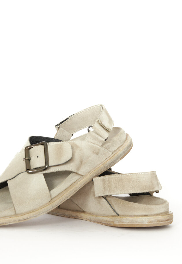 Lofina - Suede sandal with buckle, velcro and a leather sole
