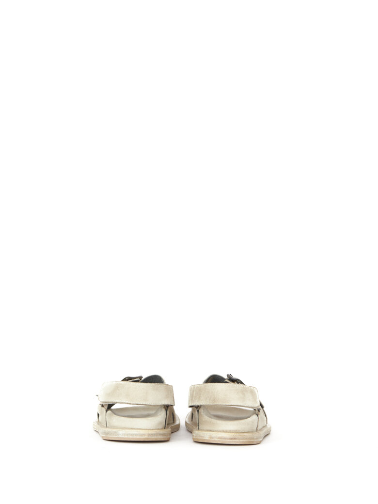 Lofina - Suede sandal with buckle, velcro and a leather sole