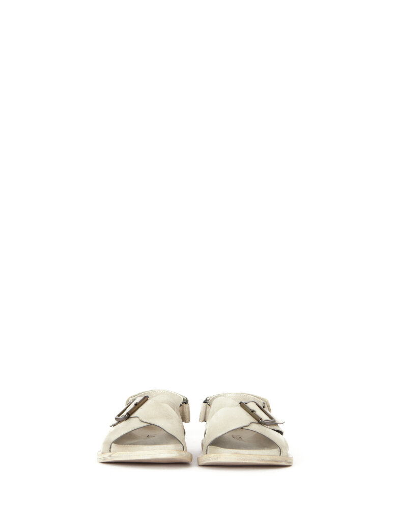 Lofina - Suede sandal with buckle, velcro and a leather sole