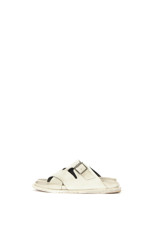 Lofina - Suede sandal with buckle and a leather sole