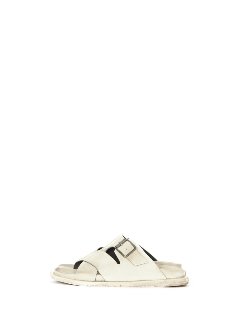 Lofina - Suede sandal with buckle and a leather sole