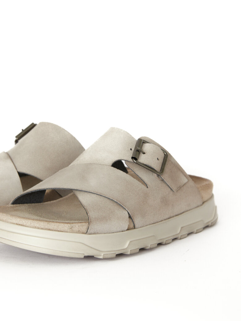 Lofina - Slippers sandal i ruskind med spænde