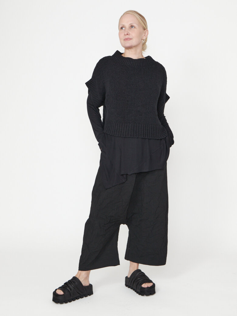 Sort Aarhus - Oversized strikbluse
