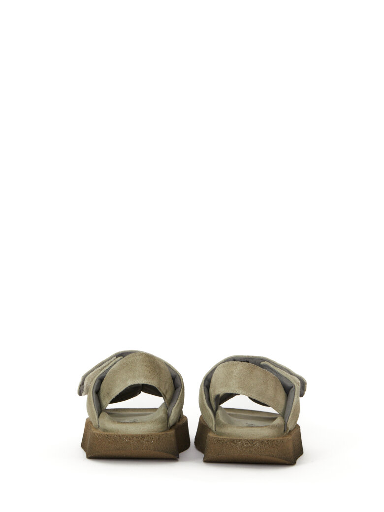 Lofina - Suede sandal with velcro and a back strap