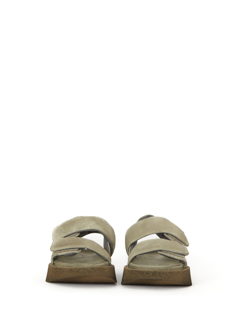 Lofina - Suede sandal with velcro and a back strap