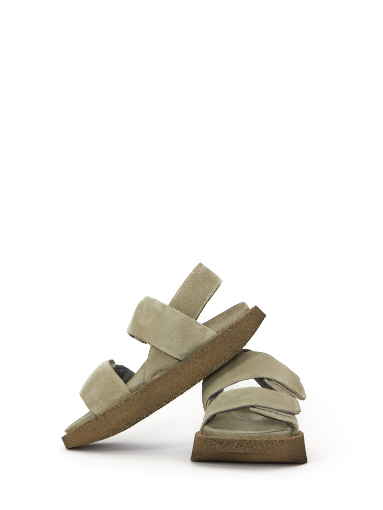 Lofina - Suede sandal with velcro and a back strap