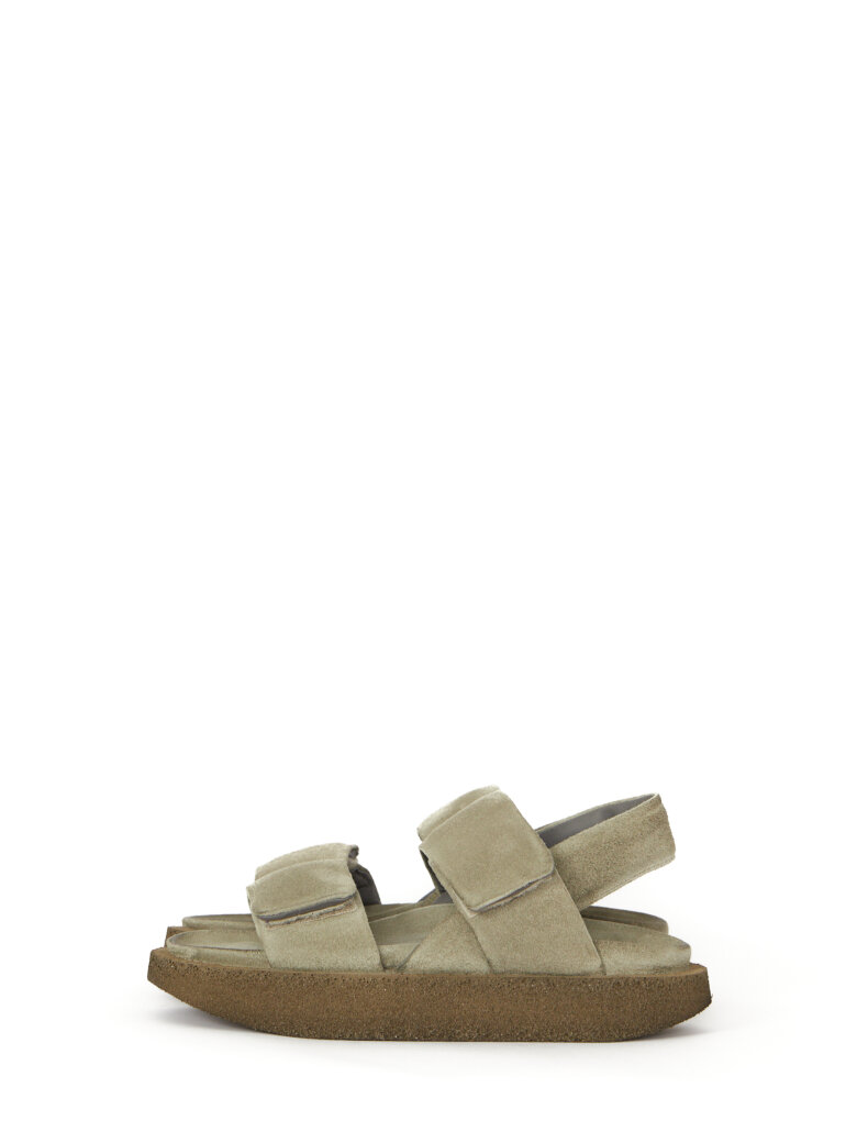 Lofina - Suede sandal with velcro and a back strap