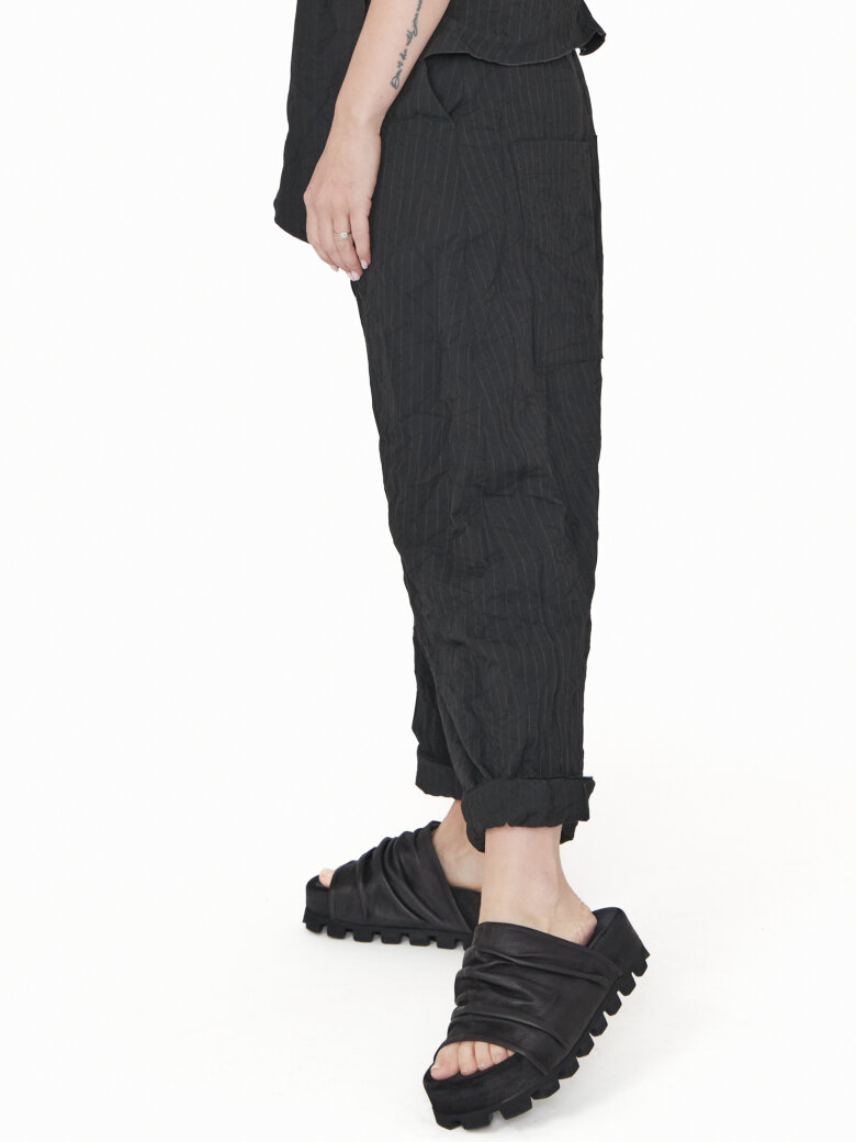 Sort Aarhus - Extra baggy pants with side pockets and zipper