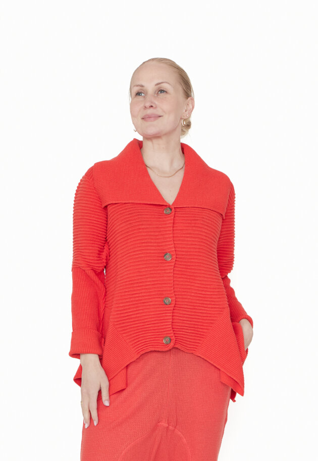 Sort Aarhus - Collared knit blouse with buttons