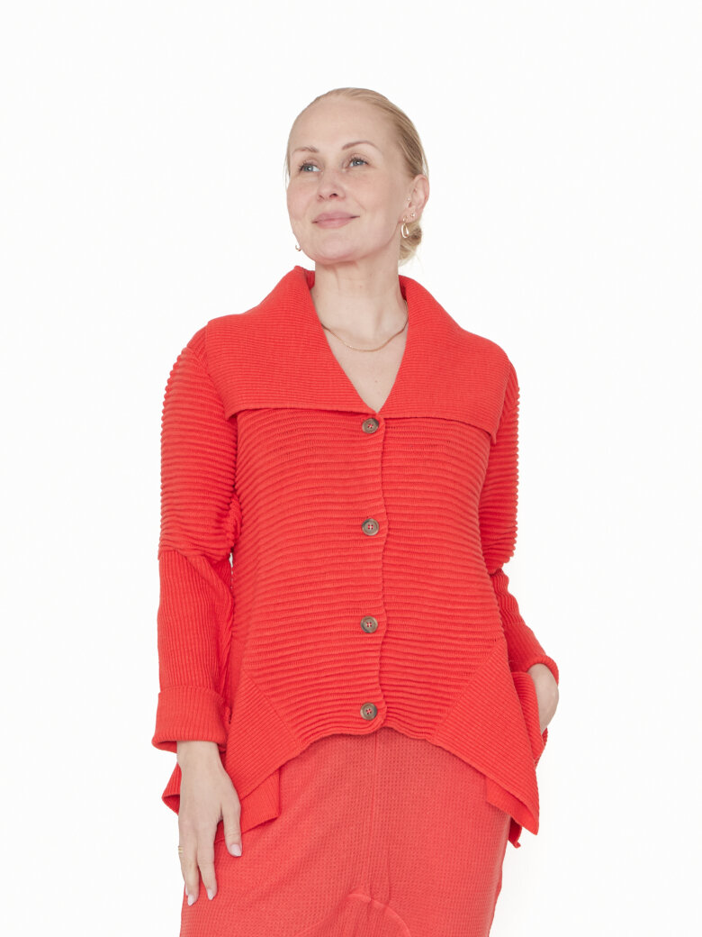 Sort Aarhus - Collared knit blouse with buttons
