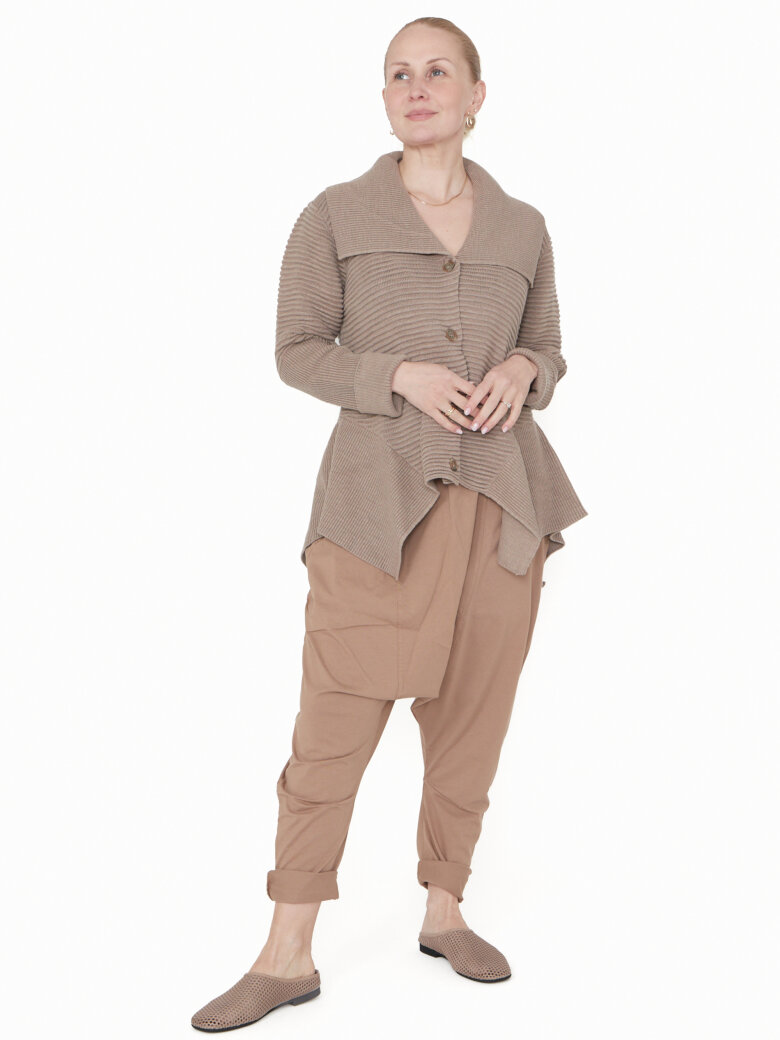 Sort Aarhus - Collared knit blouse with buttons