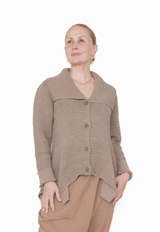 Sort Aarhus - Collared knit blouse with buttons