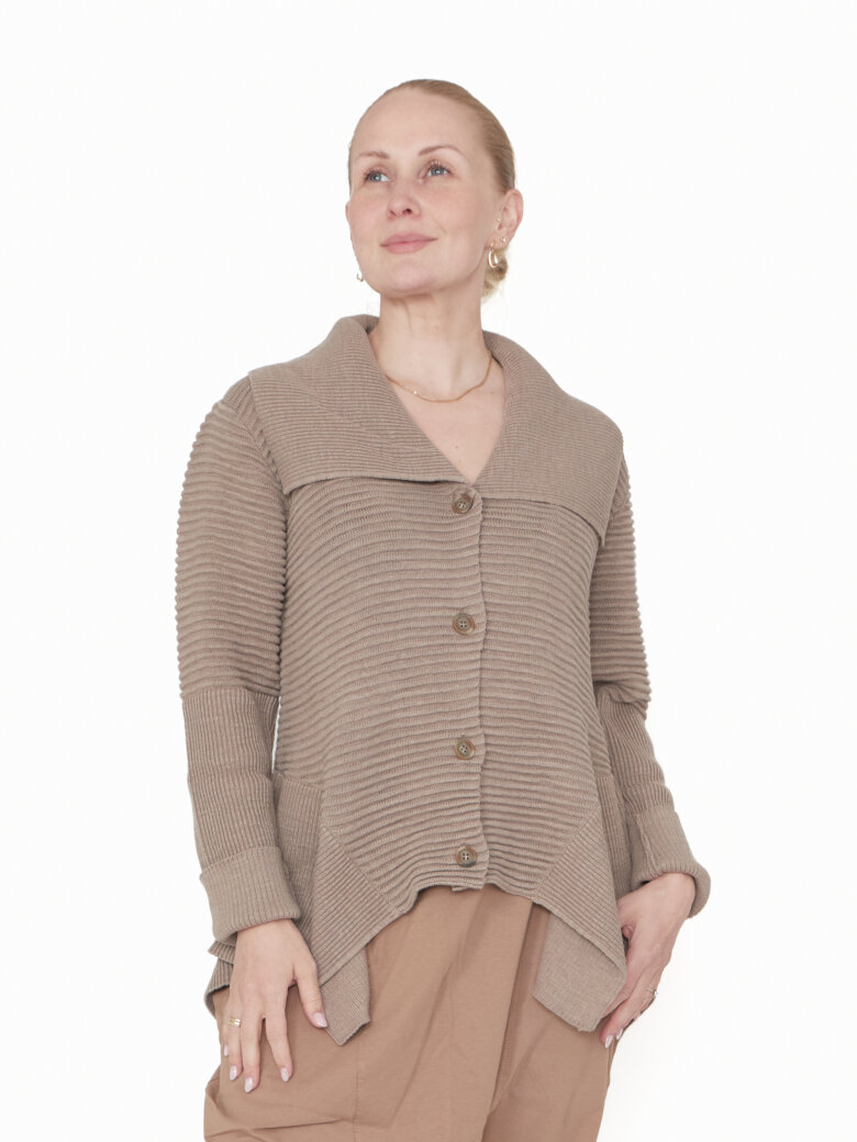 Sort Aarhus - Collared knit blouse with buttons
