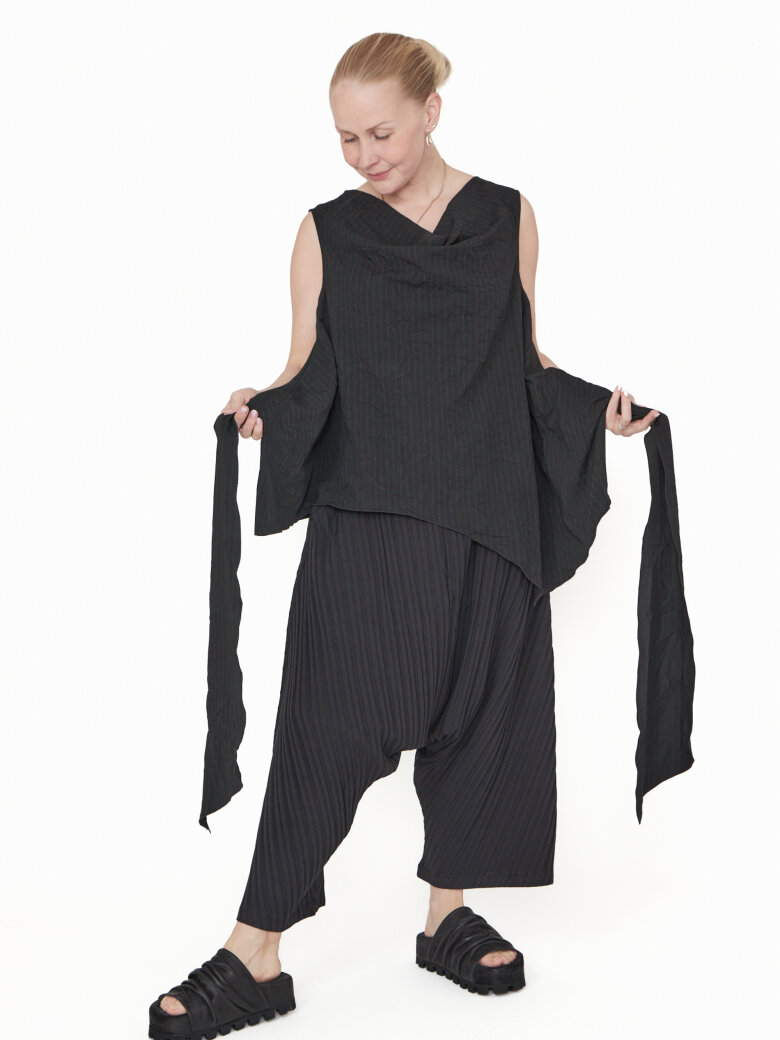 Sort Aarhus - Wrap around bluse med bindebånd