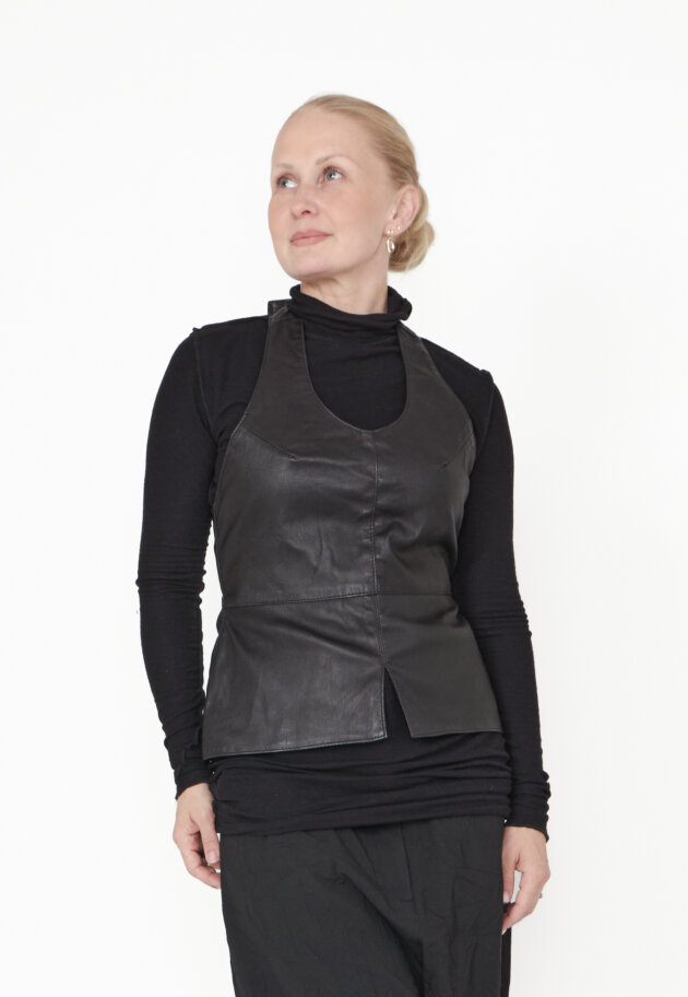 Sort Aarhus - Halterneck top in lamb leather