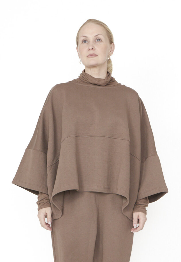 Sort Aarhus - Oversize bluse i neopren Sort Aarhus - Oversize bluse i neopren