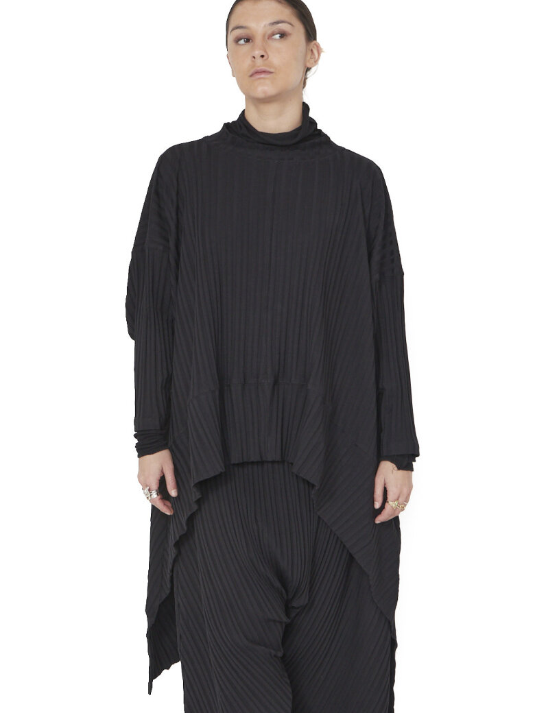Sort Aarhus - Oversize bluse med plisse