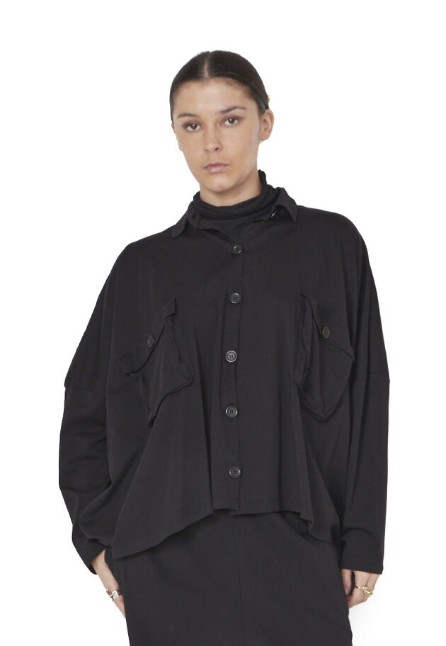 Sort Aarhus - Bluse/skjorte med knapper Sort Aarhus - Bluse/skjorte med knapper