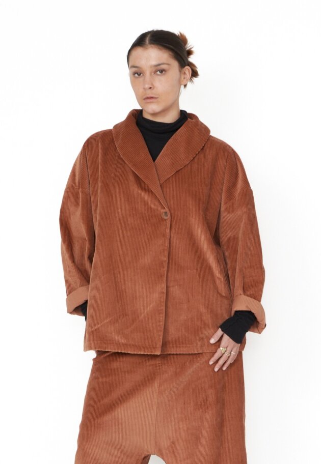 Sort Aarhus - Blazer/Jakke i fløjl med knaplukning Sort Aarhus - Blazer/Jakke i fløjl med knaplukning
