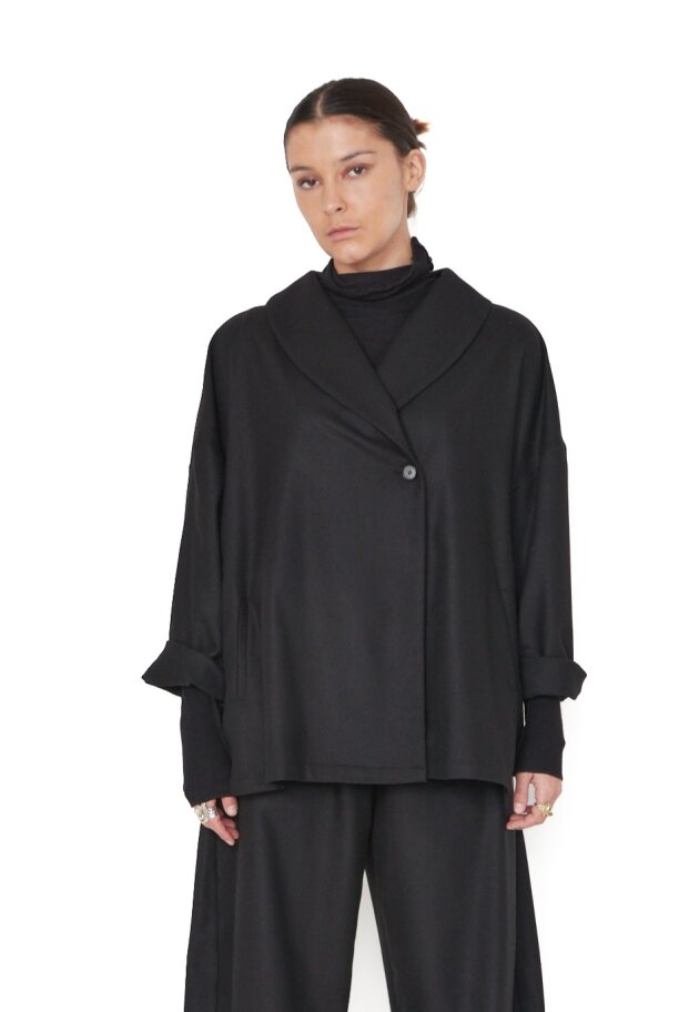 Sort Aarhus - Uldjakke/Blazer med knaplukning Sort Aarhus - Uldjakke/Blazer med knaplukning