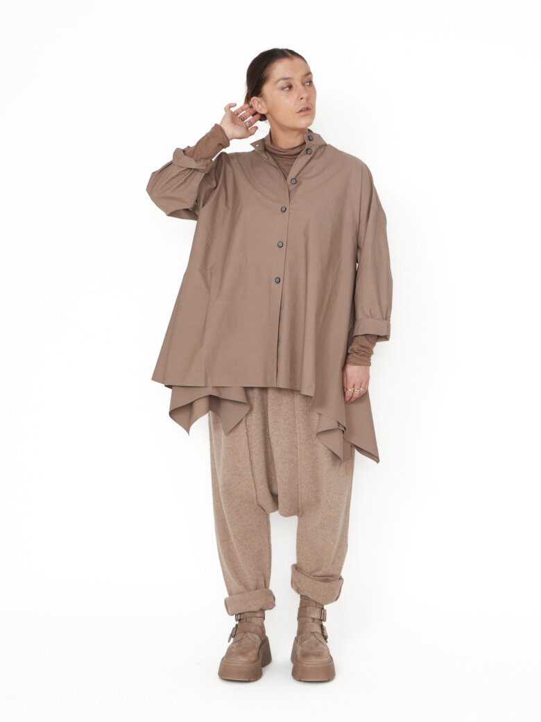 Sort Aarhus - Shirt with stand collar and buttons