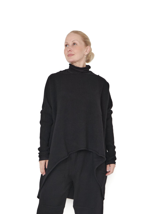 Sort Aarhus - Strikket bluse med lange ærmer Sort Aarhus - Strikket bluse med lange ærmer