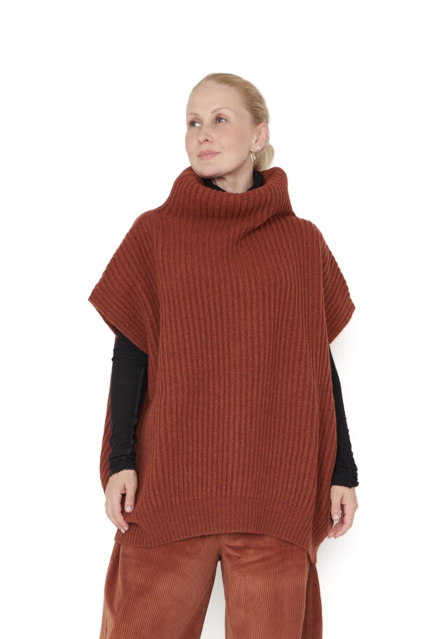 Sort Aarhus - Oversize strikvest med rullekrave Sort Aarhus - Oversize strikvest med rullekrave