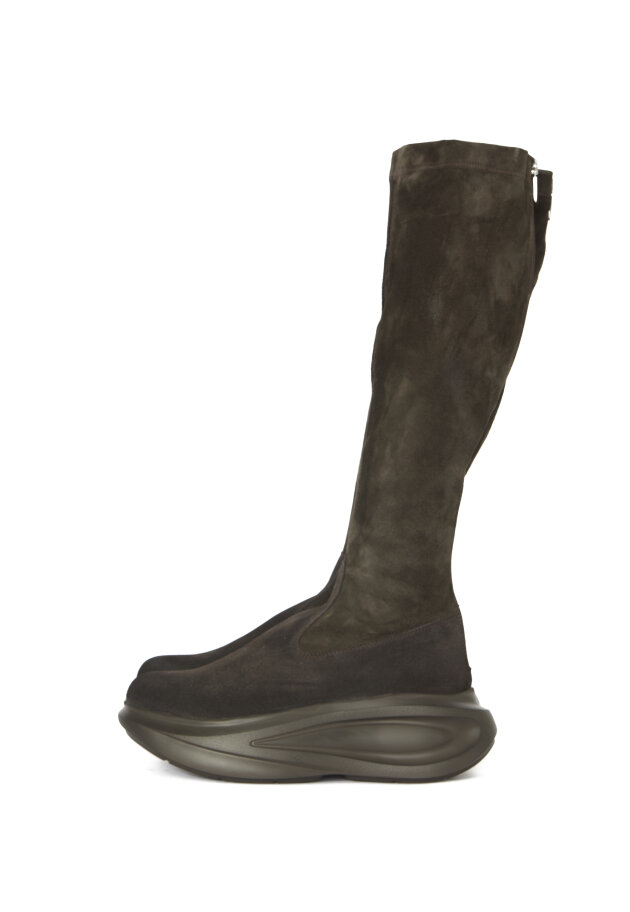 Lofina - Long suede stretch boot with zip