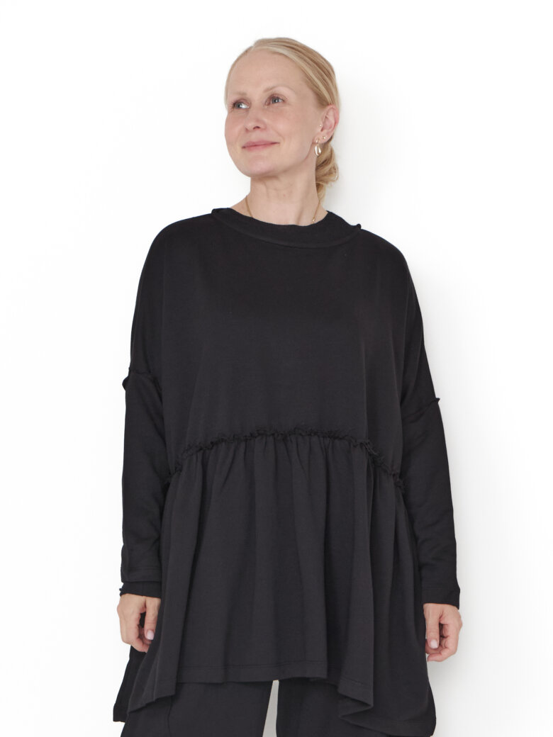 Sort Aarhus - Oversize bluse med peplum