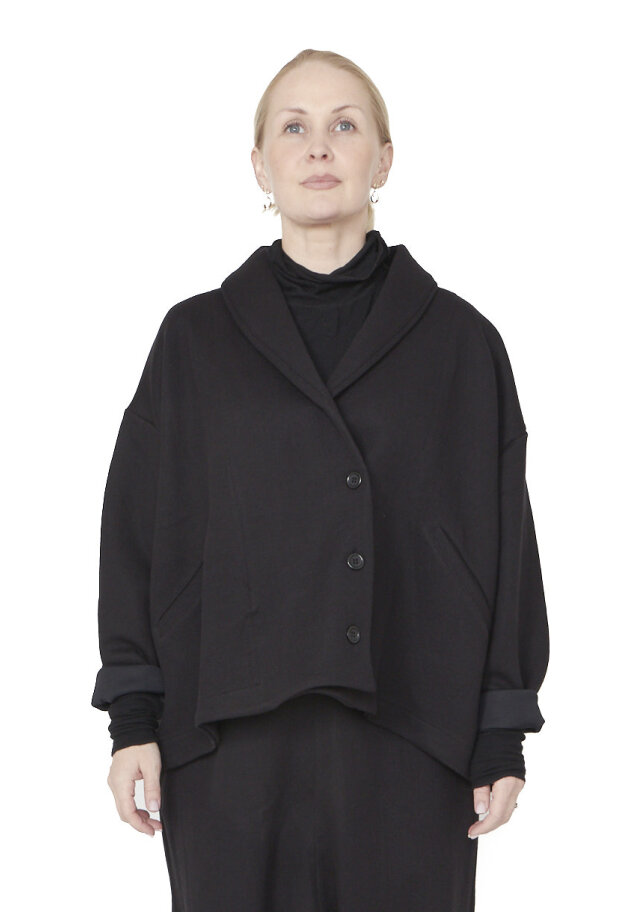 Sort Aarhus - Oversize cardigan i neopren Sort Aarhus - Oversize cardigan i neopren
