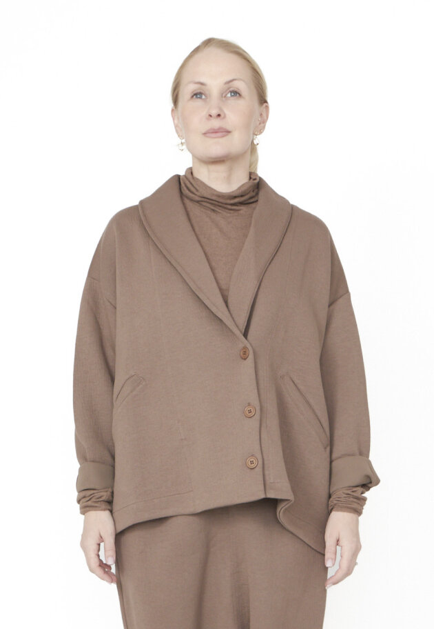 Sort Aarhus - Oversize cardigan i neopren Sort Aarhus - Oversize cardigan i neopren